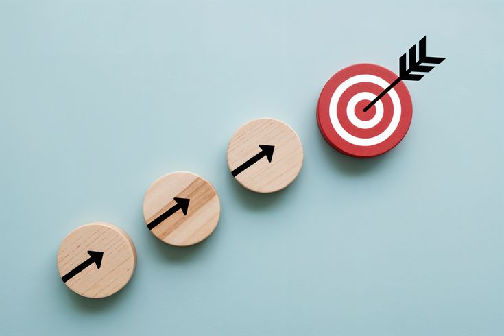 achieving goals strategic planning, target arrow, progress succe
